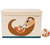 Flöckchen Kinder Aufbewahrungsbox, Spielzeugbox für Kinderzimmer I Spielzeug Kiste (62x38x37) I Kinder Motiv Tiere (Familie Otter gr)