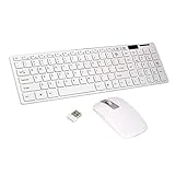 XIAOBAI Ergonomische kabellose Maus und Tastatur Drahtlose dünne weiße Tastatur + Wireless Optical Mouse Set for PC und Laptop Convenient Compact Wireless Mouse Keyboard (Color : White)