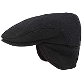 Herren Winter Schiebermütze mit Ohrenklappen | Flatcap | Schirmmütze – aus 100% Wolle – mit ausklappbarem Ohrenschutz - Hautfreundlich & Bequem (60, Marine Uni)