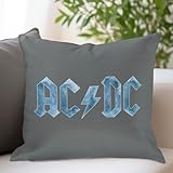 ACDC Blue Ice Logo Grey Pillow – 20X20 Centimeters Doppelseitiger Druck, Polyester – Frühlingskissen für Zuhause, Couch, Bett, Sofa, Wohnzimmer Rock M