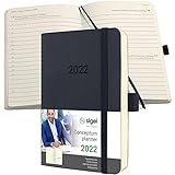 Sigel C2221 Terminplaner Tageskalender 2022 - ca. A6 - schwarz - Softcover - 400 Seiten - Gummiband Stiftschlaufe Archivtasche - PEFC-zertifiziert - Conceptum