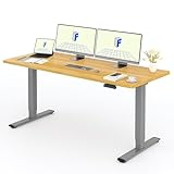 FLEXISPOT Höhenverstellbarer Schreibtisch mit 2 Motoren & 25MM einteiliger Tischplatte,ergonomischer Bürotisch - 180 x 80 cm Ahorn, graues G