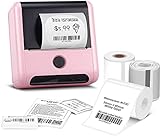 Phomemo M200 Tragbarer Etikettendrucker,Upgrade 3 Zoll Labeldrucker Bluetooth Thermo Etikettendrucker Beschriftungsgerät Selbstklebend,für Barcode,Einzelhandel,Foto,Kleidung,für Android & iOS -Rosa