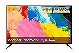 Andrino 43 Zoll Smart TV 4K AN43U01 Fernseher mit Android 109 cm UHD LED, Google Assistant, Google Play Store, Prime Video, Netflix, Dazn, Chromecast, WLAN Bluetooth Tuner T2/S2/C HDR10 HLG