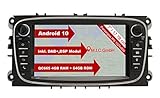 M.I.C. AF7 Android 10 Autoradio mit Navi Qualcomm 665 4G+64G Navigation Ersatz für Ford Focus mk2 Mondeo Cmax Galaxy Smax :SIM DAB BT 5.0 WiFi 2din 7' IPS Panzerglas USB SD mirrorlink zubehör