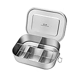 G.a HOMEFAVOR Edelstahl Brotdose Metall Lunchbox mit 5 Fächer 1400ml Auslaufsichere Bento Box Groß Sandwichbox Brotzeitdose mit Trennwand Vesperdose Brotbü