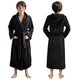 HOMELEVEL Kuschelfleece Bademantel für Kinder - Morgenmantel mit Taschen Kapuze Gürtel für Junge und Mädchen - Kinderbademantel für Jungen und M