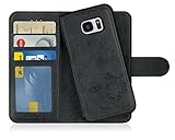 MyGadget Flip Case Handyhülle für Samsung Galaxy S6 Edge - Magnetische Hülle aus Kunstleder Klapphülle - Kartenfach Schutzhülle in Grau Schwarz
