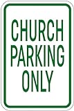 KIEJAW Outdoor Schild Hofschilder Besucher Parking Willkommen in unserer Kirche Kirche Schild Parkschild Sicherheit Verkehrsschild Hinweisschild Warnschild 20,3 x 30,5 cm Metall Blechschild