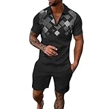 Trainingsanzug Herren Zweiteiler Sommer Kurz Outfit Sportanzug Herren 2 Teiler Herren Sommerkleidung Hemd Und Shorts Herren Mode Stylisch Set Kleidung Sommer H