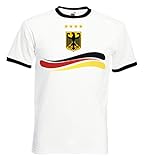 WM Deutschland Herren Retro Fan T-Shirt Trikot, Weiß, Gr. M