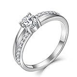 YL Verlobungsring Ehering 925 Silber Damen Ring Zirkonia Silberringe Trauringe Hochzeitsringe Antragsring Ringe.Größe 54
