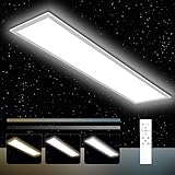 Oraymin LED Panel Deckenleuchte Dimmbar 120x30CM mit Fernbedienung, 36W 3960LM LED Deckenlampe mit Speicherfunktion, 3000K-6500K Warmweiß-Kaltweiß Tageslicht Lampe für Küche Büro Garage Wohnzimmer