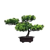 künstliche Bonsai Künstliche Bonsai-Baum Pflanzen Dekoration Kunstpflanze Pflanze,Japanischer Feng Shui Pinien,Feng Shui Lucky Deko,Kunstbaum,Höhe ca. 26 cm,GrüN