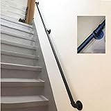 GLP Handlauf – Komplett-Set (30 cm - 6 m) Professionelle rustikale industrielle Schmiedeeisenrohr-Treppen-Handläufe, wandmontiertes schwarzes Treppengeländer, Innen- und Außentreppen (Größe : 1,8 m)