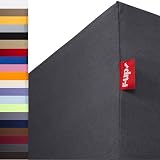 r-up Passt Spannbettlaken Doppelpack 90x200-100x200 bis 35cm Höhe viele Farben 100% Baumwolle 130g/m² Oeko-TEX stressfrei auch für hohe Matratzen (anthrazitgrau)