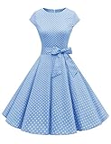 Dressystar DS1956 Kleid Audrey Hepburn, klassisch, Vintage, 50er und 60er Jahre Stil mit Ärmeln, Blau - Sky Blue, Medium