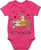 Shirtracer Baby Body Junge Mädchen - Muttertag - Best Mom ever - Faultiere - 1/3 Monate - Fuchsia - anneler strampler outfit mama mother day motherday dzien matki mami muddi mamas mutertag mütter