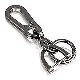 Aeuihmebg Schlüsselanhänger, Starke Karabiner-Form Entfernbar Schlüsselanhänger für Männer und Frauen, Auto Schlüsselanhänger (mit 2 Extra Ringen) Grau