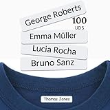 100 personalisierbare Etiketten zum Aufbügeln – Aufkleber mit Namen für Kleidung, Kinder, Erwachsene, Großeltern, 1 x 5 cm, hohe Wasch- und Trocknungsbeständigkeit (100)