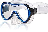 AQUAZON Maui Junior Medium Schnorchelbrille, Taucherbrille, Schwimmbrille, Tauchmaske für Kinder, Jugendliche von 7-14 Jahren, Tempered Glas, sehr robust, tolle Passform, Farbe:blau Junior