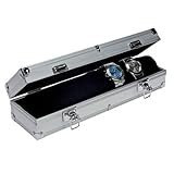 SAFE 255 ALU Uhrenaufbewahrungsbox Herren für 7 Uhren - mit schwarzer Samtrolle als Schmuckhalter - transparenter Deckel - Maße: Ca. 330 x 75 x 90 mm