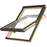 Günstige Dachfenster 66x98 OptiLight B von FAKRO Konzern | Holz klar lackiert | Schwingfenster mit 2-fach Verglasung | U-Wert Fenster: 1.3 | inkl. Eindeck