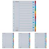 Leitz Esselte Register für A4, Deckblatt und 12 Trennblätter mit Taben, Blau/Mehrfarbig, Recyclingkarton, 100194 (Packung mit 4)