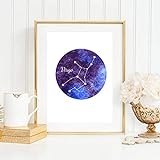 Din A4 Kunstdruck ohne Rahmen - Sternzeichen Horoskop Virgo Jungfrau Astrologie Sterne Sternhimmel Sternbild Druck Poster Deko Bild