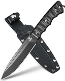 NedFoss BLACK PHOENIX Survival Messer, 15CM FULL TANG Outdoor-Messer mit G10 Griff & Kydex Scheide, Feststehende Messer mit Titanium, Scharfe Jagdmesser Für Camping, Jagd, Geschenk, Sammlung