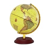 ZEIYUQI Globus Vintage 25 Cm/10 Inch,LED Light School Teaching Globe,Desktop Globe,Metallhalterung,mit Skala,Breite Und Länge,Äquator,UK USA Englisch