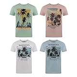 riverso Herren T-Shirt RIVLukas 4er Pack Rundhals Regular Fit Kurzarm Shirt Print Sommer Sport Baumwolle 5XL, Größe:5XL, Farbe:Farbmix 12