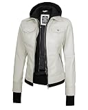 Decrum Lederjacke mit Kapuze für Damen, echtes Lammfell mit abnehmbarer Kapuze, Tralee Lederjacke mit Kapuze, cremefarben, XL