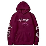 T-Shirt Lil Peep Pink Oversized Hoodie Herren Hip Hop Oversize Streetwear Pullover Tops Weinrot 3XL