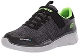 Skechers Jungen Equalizer 3.0 - Aquablast Sneaker, Black Charcoal Textile Black Lime Trim, 35 EU