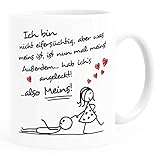 Moonworks® Kaffee-Tasse Ich bin nicht eifersüchtig, aber was meins ist, ist nun mal meins Geschenk Liebe Valentinstag lustig Frau weiß Keramik-Tasse
