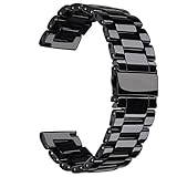 MaKTech 22mm Dreiteiliges Keramikarmband kompatibel mit Samsung Galaxy Watch 3 45mm/Galaxy Watch 46mm,Gear S3,Hua Wei Watch GT 2 46mm/Watch GT/Watch 2 Classic (Schwarz)