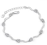 925 Sterling Silber Armband mit glänzendem weißem Zirkonia für Frauen Mädchen Praktisches Design und langlebig