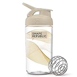 Shape Republic BlenderBottle | optimal geeignet als Eiweiß Shaker, Protein Shaker, Wasserflasche | Trinkflasche mit BlenderBall | BPA frei | Fassungsvermögen 500 ml | mit Messskala | Gold