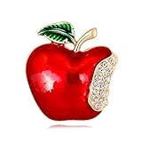 Lumanuby 1x Attraktive Rote Apfel Brosche für Mädchen und Damen Glänzend Strass und Glasur Obst Anstecknadeln Deko für Bekleidung Tasche Hut oder Schal, Brosche Serie Size 3.1x3.3cm