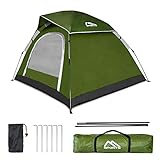 Campingzelt Premium Pop Up Zelt 2-3 Personen Würfelzelt Wasserdicht Winddicht Kuppelzelt Zelt (Olivgrün)