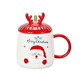 Swuut Christmas Mugs - Large Coffee Mug 14 Ounce Christmas Gifts for Women,Men,Kid,Holiday Ceramic Coffee Mugs for Xma (Santa)