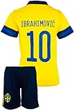 IHIMI Nationalmannschaft Schweden Zlatan Ibrahimovic #10 Kinder Trikot, Komm mit Shorts Fußballfans (8-9 Jahre,152)