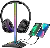 New bee Kopfhörer Ständer RGB Headset Halterung mit USB Typ-C Ladegeräten und Datenübertragung Universal Gaming Kopfhörer Halter für alle Kopfhörer(Schwarz)