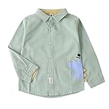Kinder Kleinkind Baby Jungen Mädchen Shirt Langarm Cartoon Button Down Shirt Outwear Tops Taufoutfits für Jungen (Green, 3-4 Years)