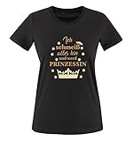 Comedy Shirts - Ich schmeiß Alles hin und werd Prinzessin - Krone - Damen T-Shirt - Schwarz/Hellbraun-Beige Gr. XL