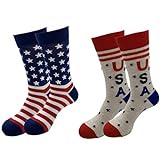 KESYOO 2 Paar USA-Flaggen-Socken mit Sternaufdruck, lange Strümpfe, kniehohe Socken, Sportsocken, Verkleide-Requisiten