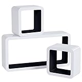 WOLTU RG9229sz Wandregal Cube Regal 3er Set Würfelregal Hängeregal, weiß-schwarz
