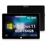 TPSPAD Tablette Windows 11 Tablette Tactile 10.1 Pouces 6Go RAM+64Go ROM, Dual-Core processeur, HD 1280×800 IPS, 1.6GHz 5G WiFi+Bluetooth 4.0+6000mAh+2MP + 5MP Dual Camere+Type C+OTG
