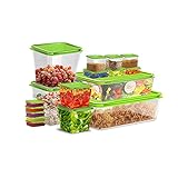 KEPLIN 17 Aufbewahrungsboxen aus Kunststoff mit Deckel zur Aufbewahrung im Küchenschrank, Kühlschrank, Gefrierschrank, luftdicht verschlossen zum Aufbewahren von Mittagessen und Snacks